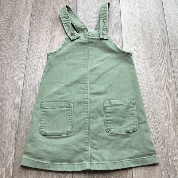 Old Navy Toddler Girls Overall Jumper Dress Green Cotton Spandex 5T - Picture 1 of 5